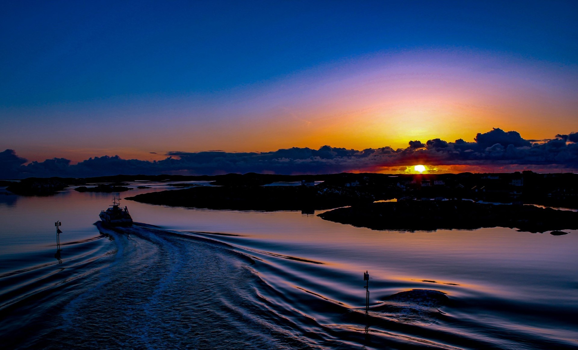 Boat at sunset by Bogøyvær